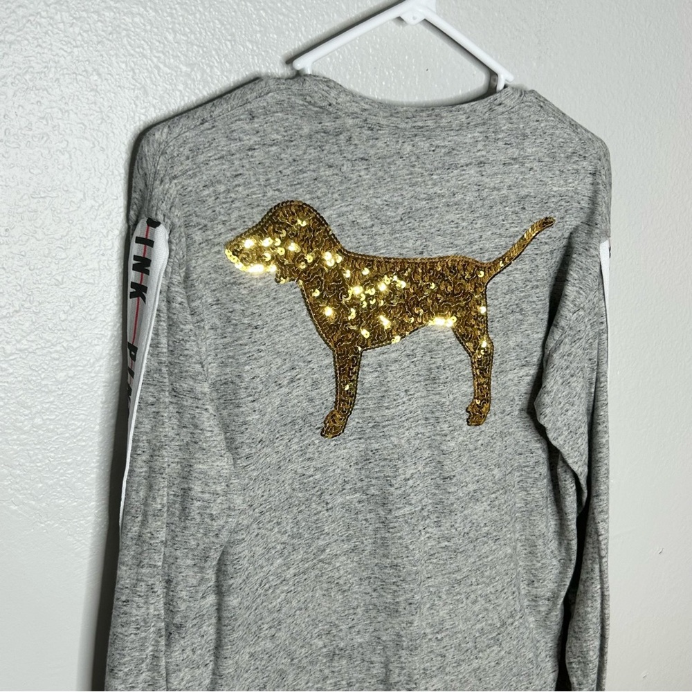 PINK VICTORIA’S SECRET OVERSIZED LOGO LONG SLEEVE TEE SOFT AND COMFY - Picture 3 of 7
